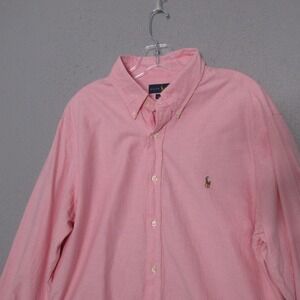Ralph Lauren Shirt Men XL Pink Stretch Oxford Flesh Pony Slim Fit Quiet Luxury